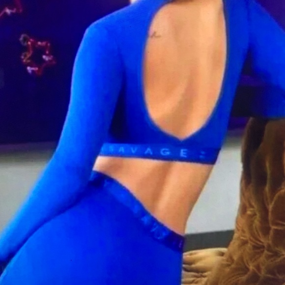 Savage X Fenty Lingerie by Rihanna Blue 2 Piece Set Crop top Scoop back - Picture 3 of 8